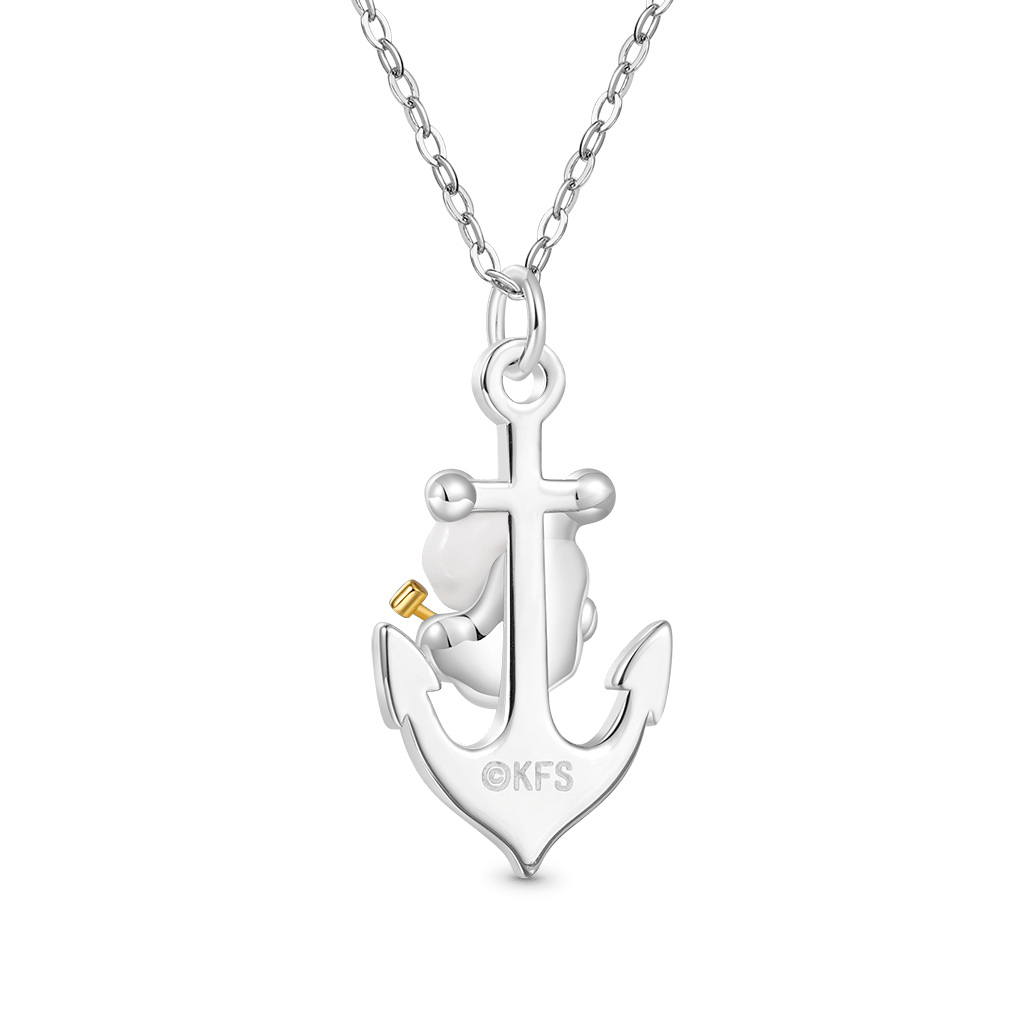 Gnoce Popeye Blue & White Diamond Anchor Necklace_2
