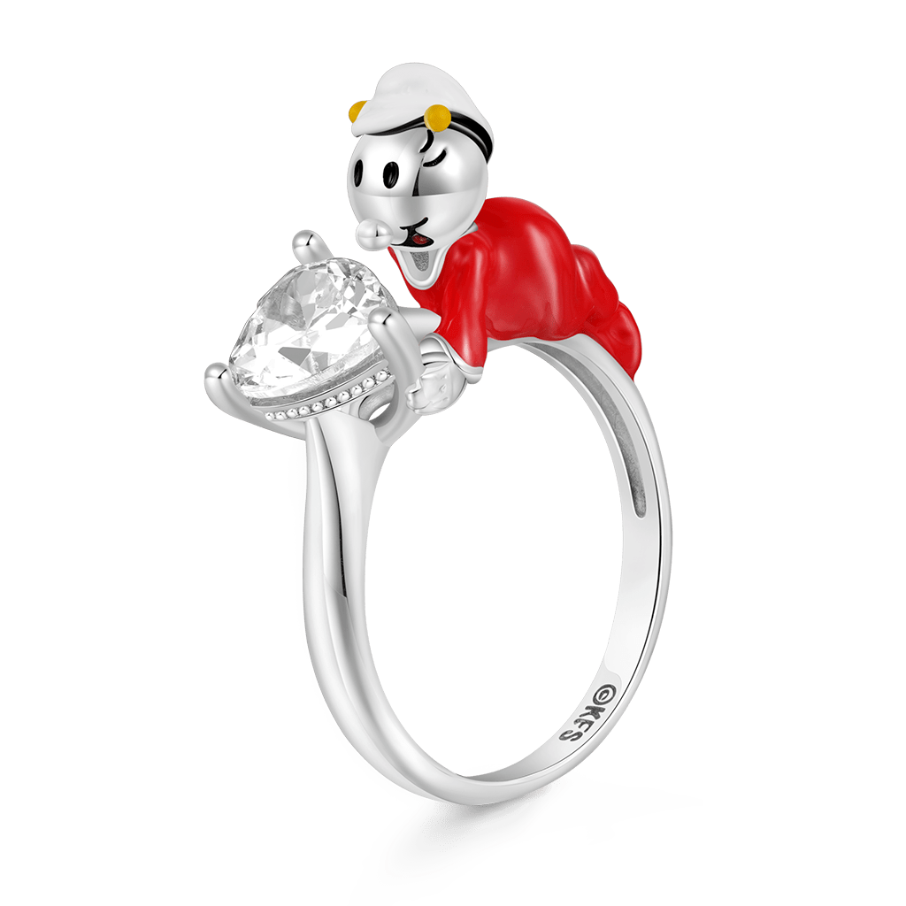 Gnoce Popeye Swee'Pea Hug Heart Zircon Ring_2
