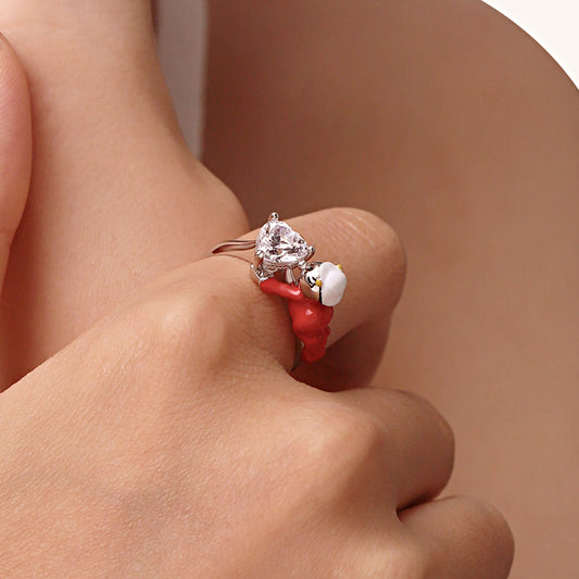 Gnoce Popeye Swee'Pea Hug Heart Zircon Ring_5