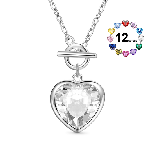 Gnoce OT Buckle Heart Birthstone Pendant Necklace_1