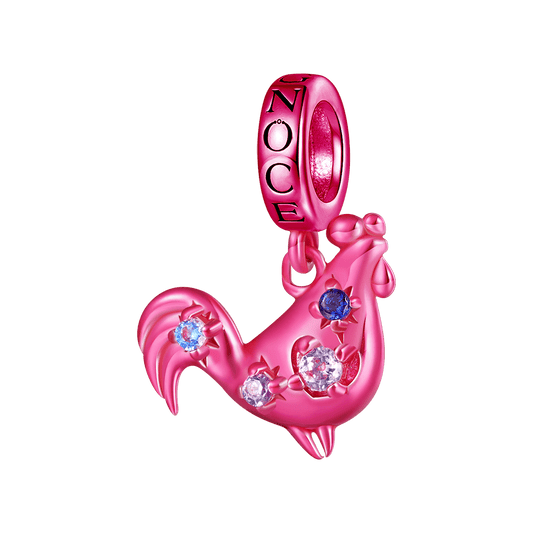 Gnoce Pink Candy Rooster Zodiac Pendant Dangle Charm_1