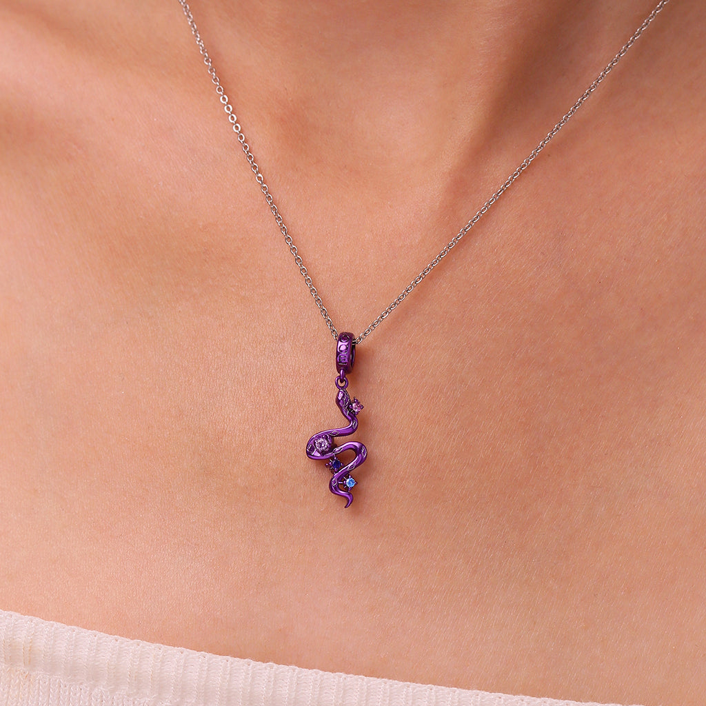 Gnoce Purple Candy Snake Zodiac Pendant Dangle Charm_5