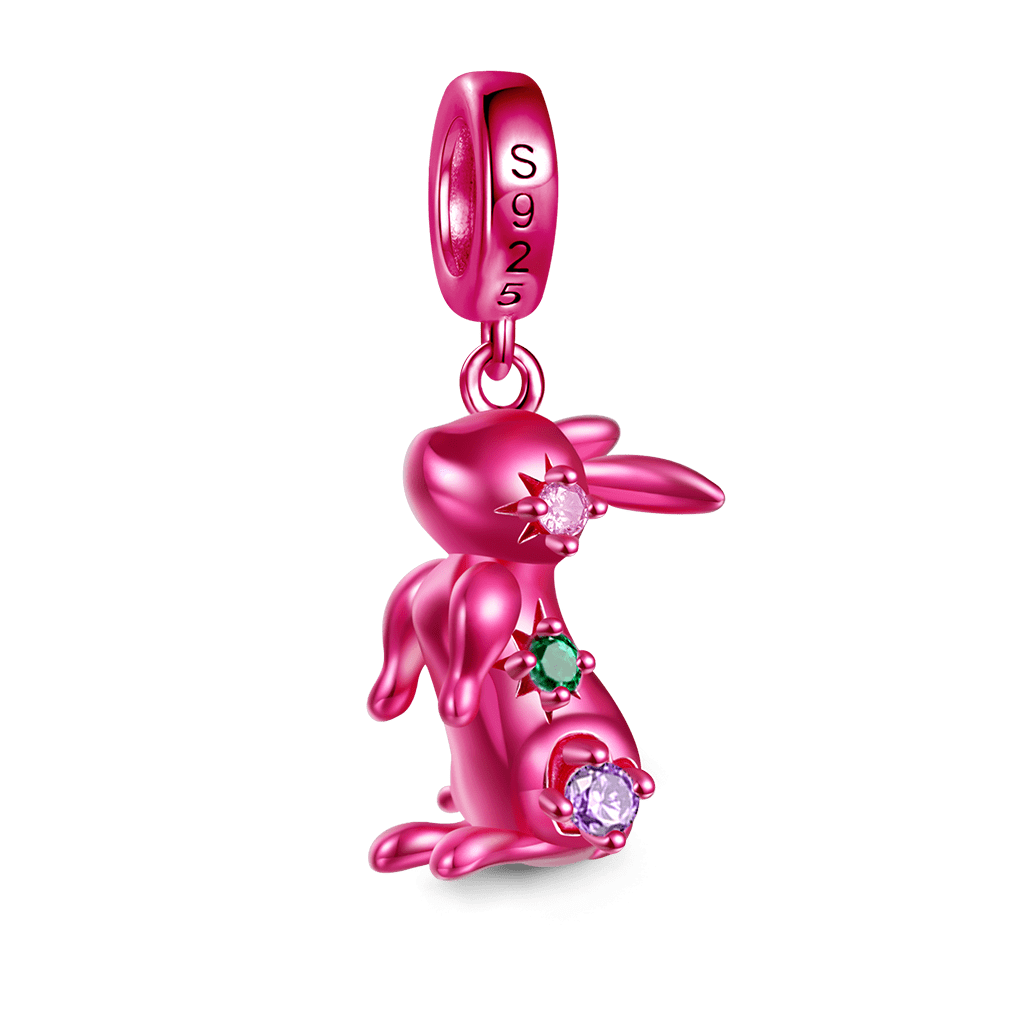 Gnoce Pink Candy Rabbit Zodiac Pendant Dangle Charm_2