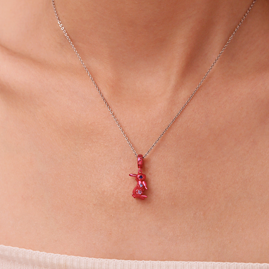 Gnoce Pink Candy Rabbit Zodiac Pendant Dangle Charm_5