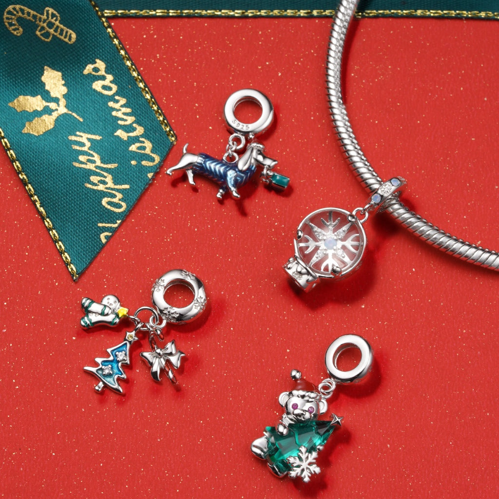 Gnoce Christmas Tree & Candy & Gingerbread Man Triple Pendant Dangle Charm_4