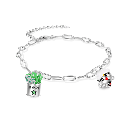 Gnoce Popeye's Head & Spinach Can Chain Bracelet_1