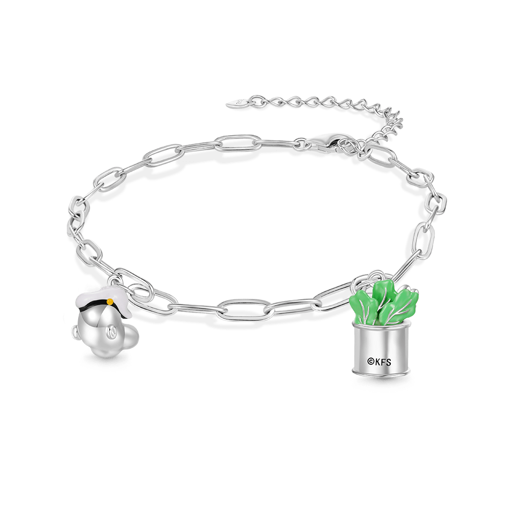 Gnoce Popeye's Head & Spinach Can Chain Bracelet_2