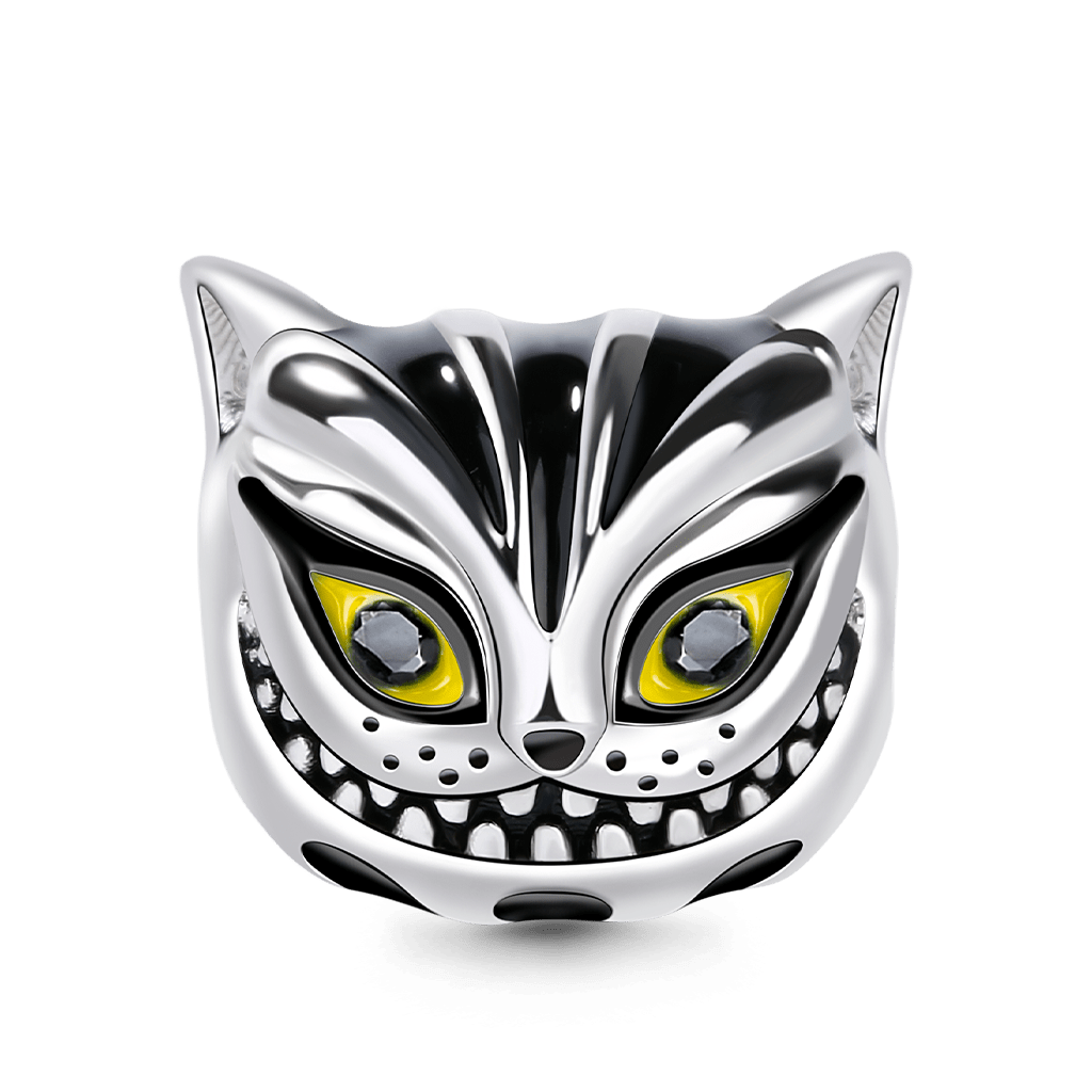 Gnoce "We`re All Mad Here" Cheshire Cat Charm Sterling Silver For Fairy Tale Lovers_1