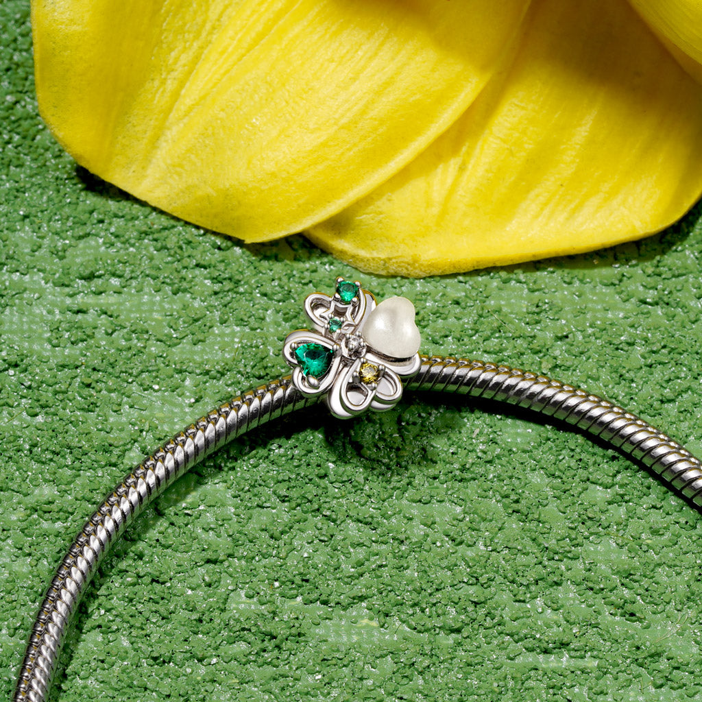 Gnoce Glow-in-the-Dark Heart Rotatable Four-leaf Clover Charm_4