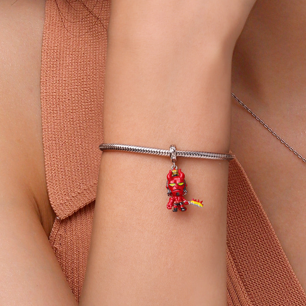 Gnoce Hellboy with Flaming Crown Pendant Dangle Charm_6