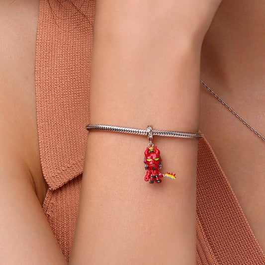 Gnoce Hellboy with Flaming Crown Pendant Dangle Charm_6