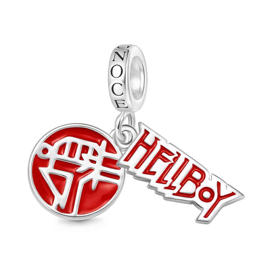 Gnoce Hellboy Logo and Name Silver Pendant Dangle Charm_1