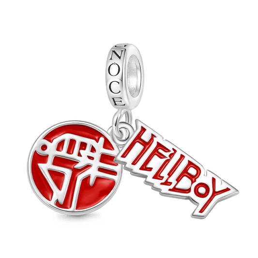 Gnoce Hellboy Logo and Name Silver Pendant Dangle Charm_1