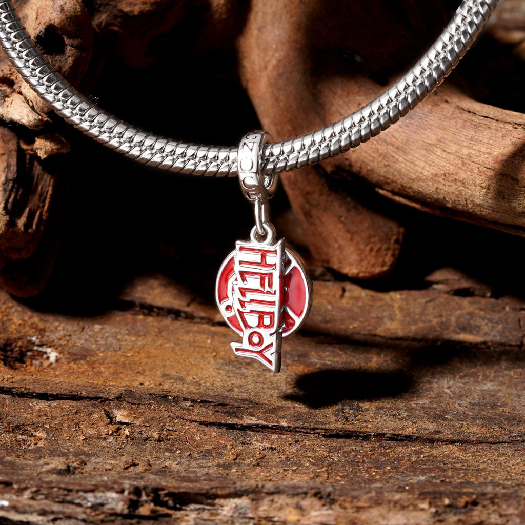 Gnoce Hellboy Logo and Name Silver Pendant Dangle Charm_3