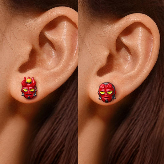 Gnoce Mismatched Bloody Hellboy Stud Earrings_6