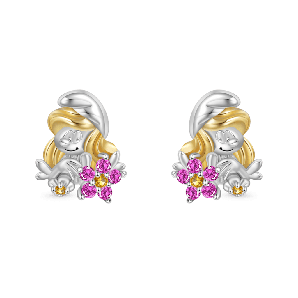 Gnoce Sweet and Cute Smurfette Stud Earrings_1