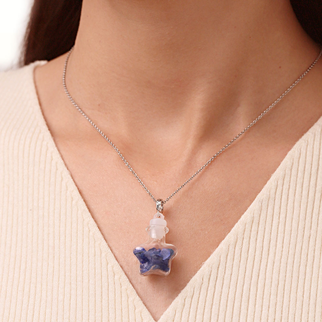 Gnoce Blue Stripe Crystal Glass Bottle Pendant Dangle Charm_5