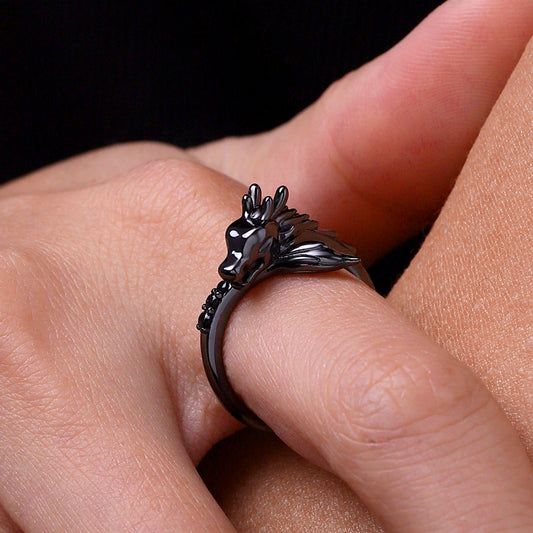 Gnoce Powerful and Mystical Black Dragon Black Zircon Ring_5
