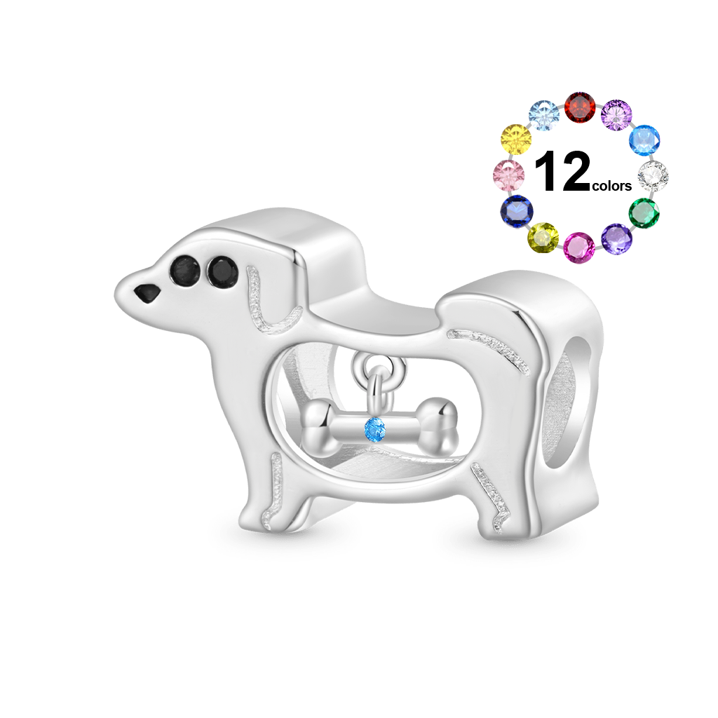 Gnoce Hollow Puppy Bone Birthstone Charm_1