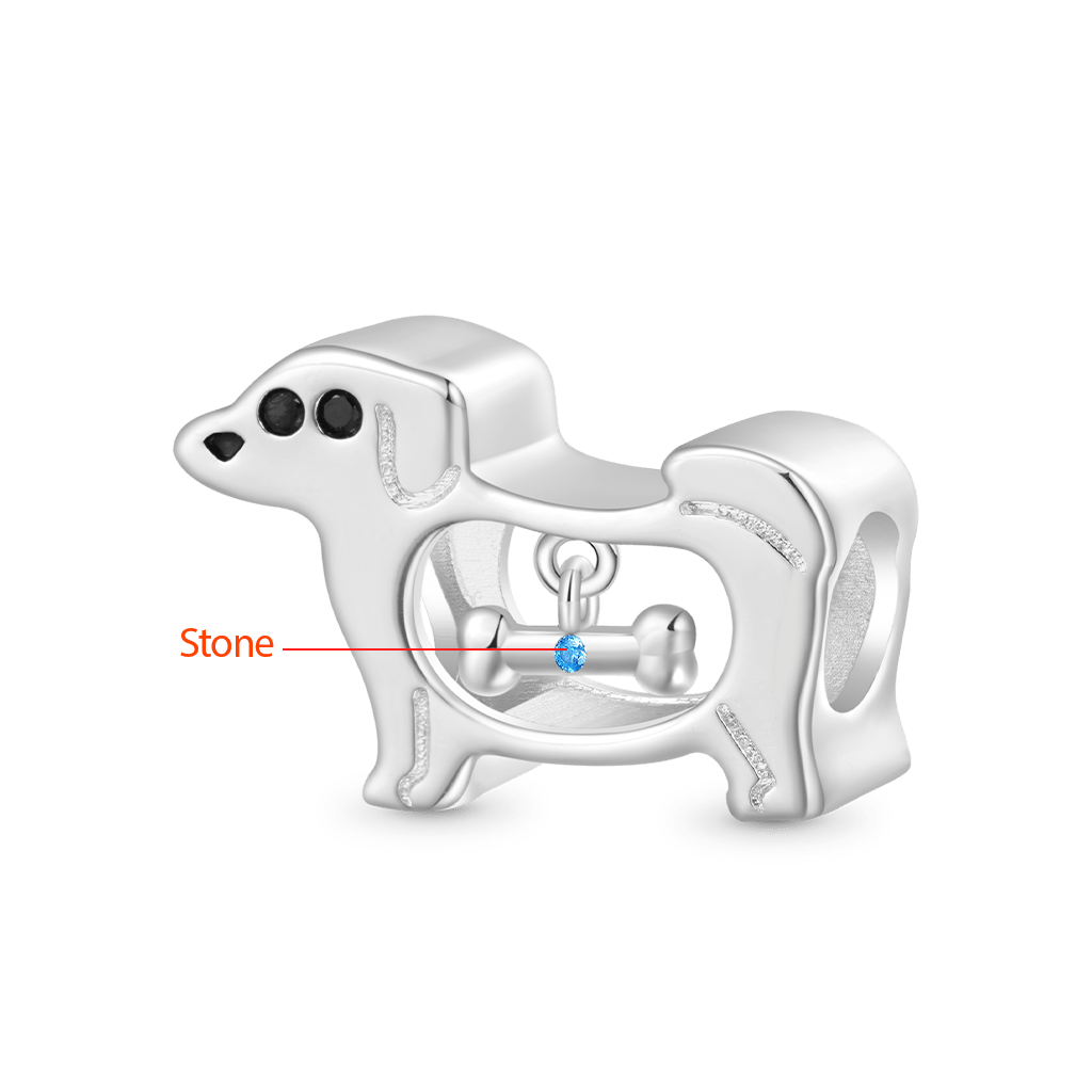 Gnoce Hollow Puppy Bone Birthstone Charm_2