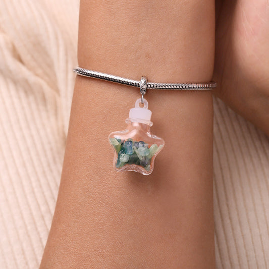 Gnoce Green Emerald Crystal Glass Bottle Pendant Dangle Charm_5