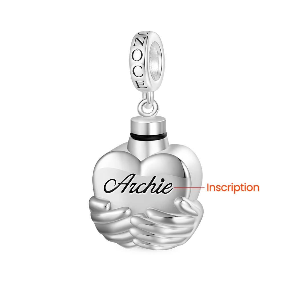 Gnoce Engravable 'Forever In My Heart' Heart Memorial Urn Ashes Pendant Dangle Charm_2