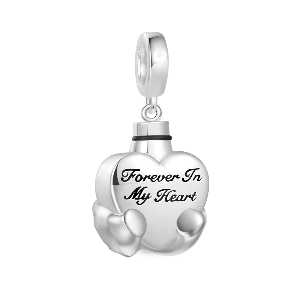 Gnoce Engravable 'Forever In My Heart' Heart Memorial Urn Ashes Pendant Dangle Charm_3