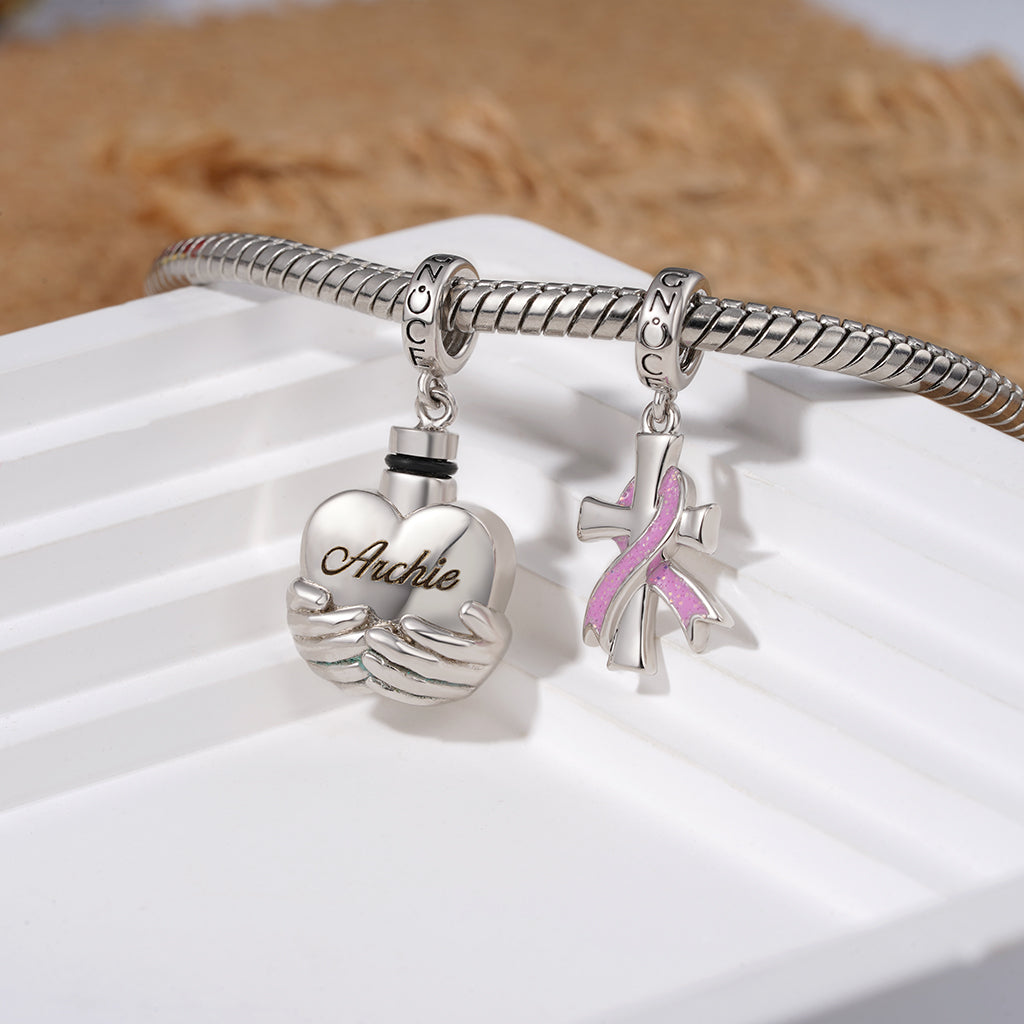 Gnoce Engravable 'Forever In My Heart' Heart Memorial Urn Ashes Pendant Dangle Charm_4
