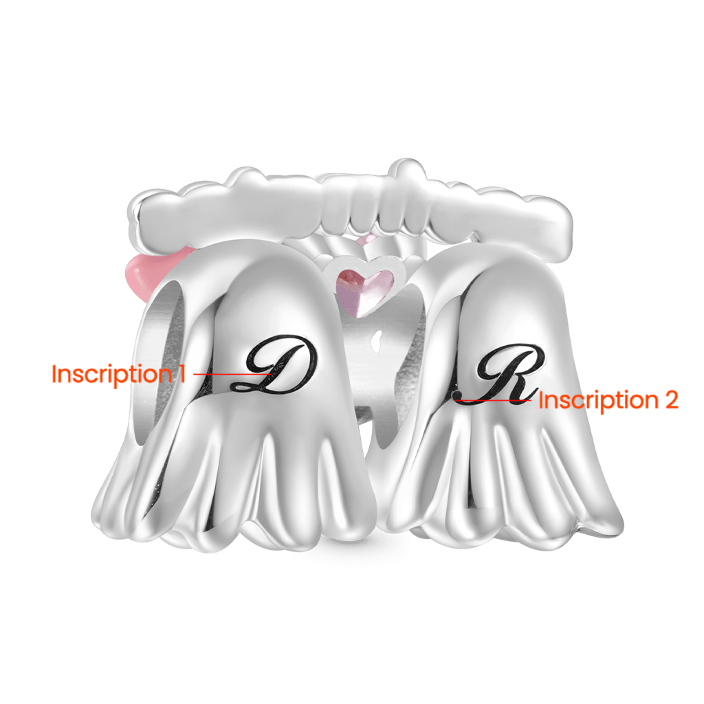 Gnoce Hand-in-Hand Ghost Soulmate Heart Engravable Charm_2