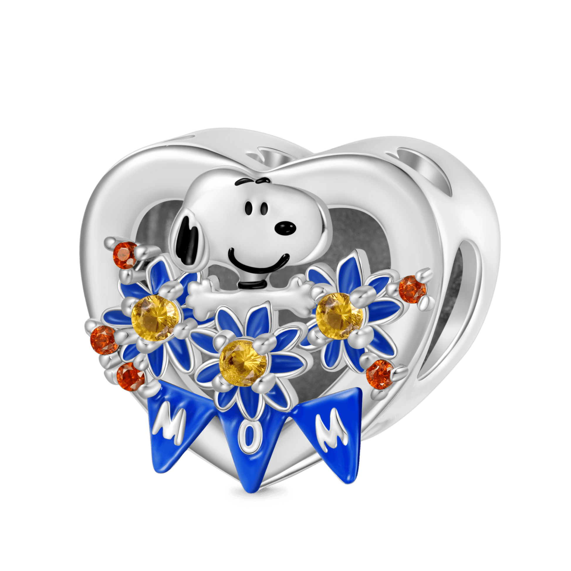 Gnoce Peanuts 'Flowers for Mom' Snoopy Heart Personalized Photo Charm_2