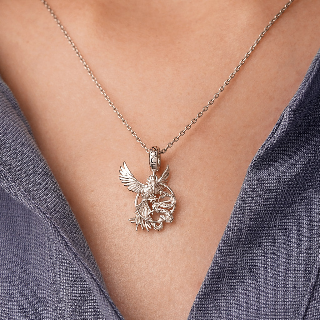 Gnoce Phoenix Snake Catching Pendant Dangle Charm_5