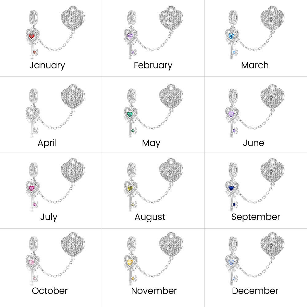 Gnoce The Key To My Heart Birthstone Pendant Dangle Charm_4