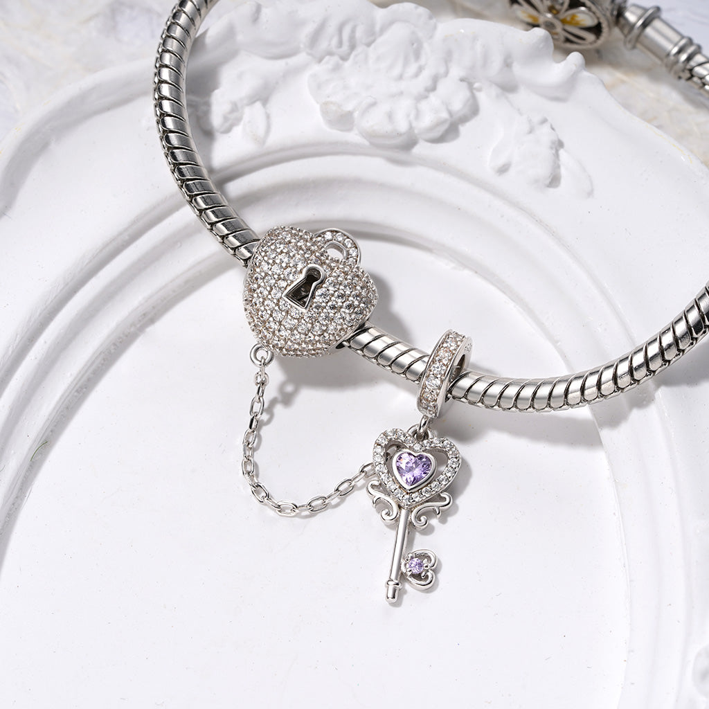 Gnoce The Key To My Heart Birthstone Pendant Dangle Charm_5