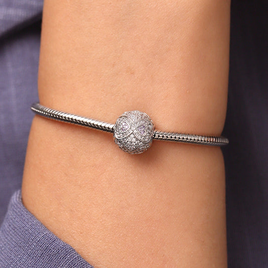 Gnoce Infinite Love Heart Birthstone Round Charm_5