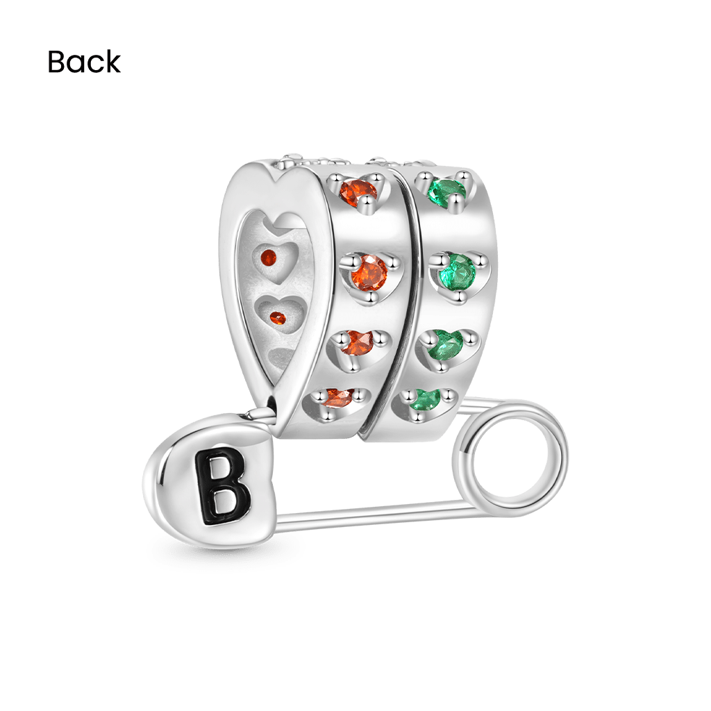 Gnoce Personalized Letter Pin Heart Birthstone Charm_3