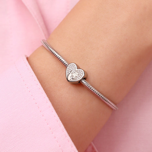 Gnoce Mother's Palms - Big Hand Holding Little Hand Engravable Heart Charm_5