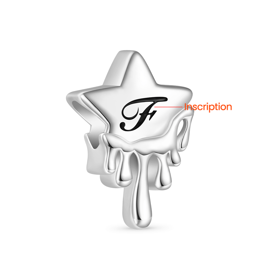 Gnoce Melted Five-pointed Star Engravable Birthstone Charm_2