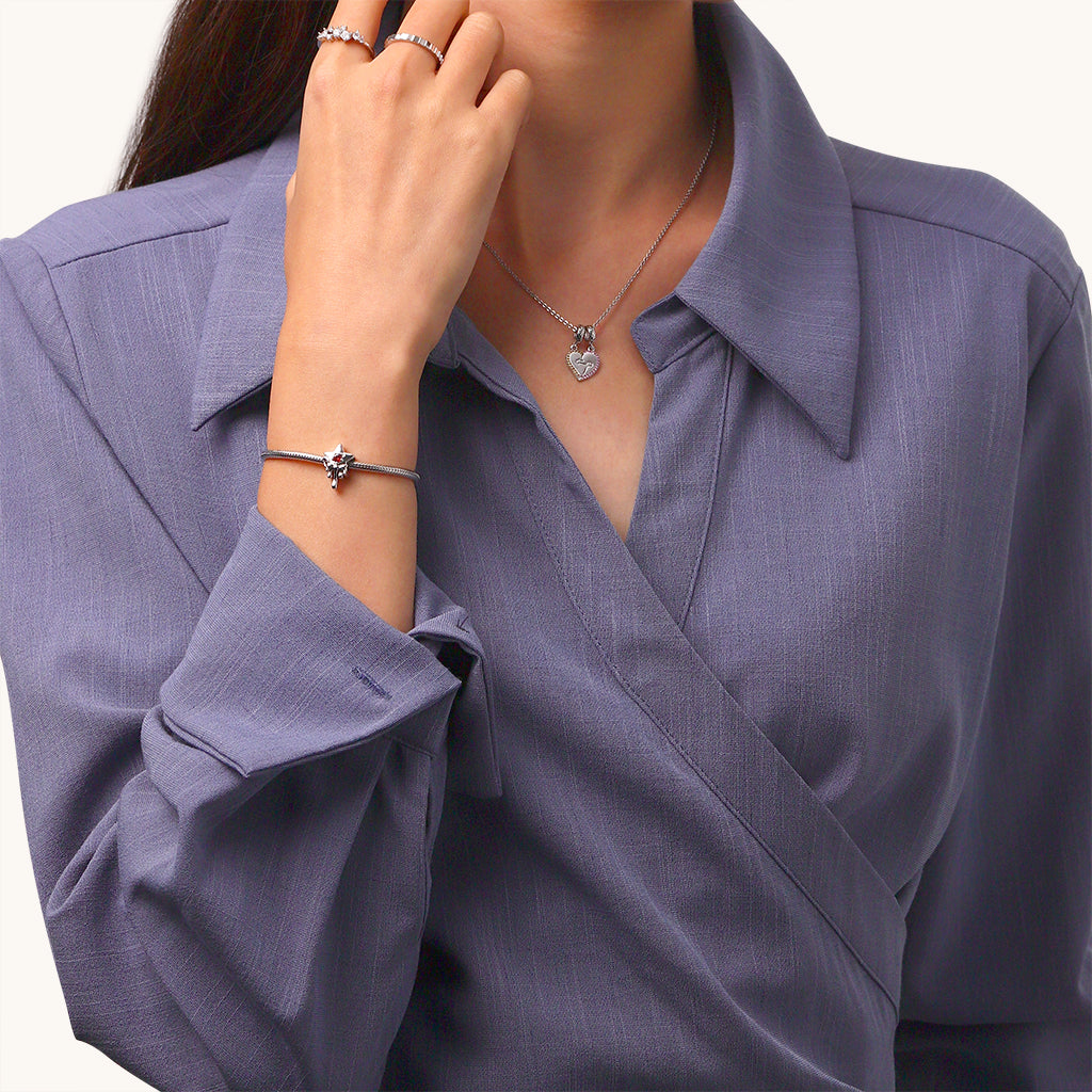 Gnoce Melted Five-pointed Star Engravable Birthstone Charm_4