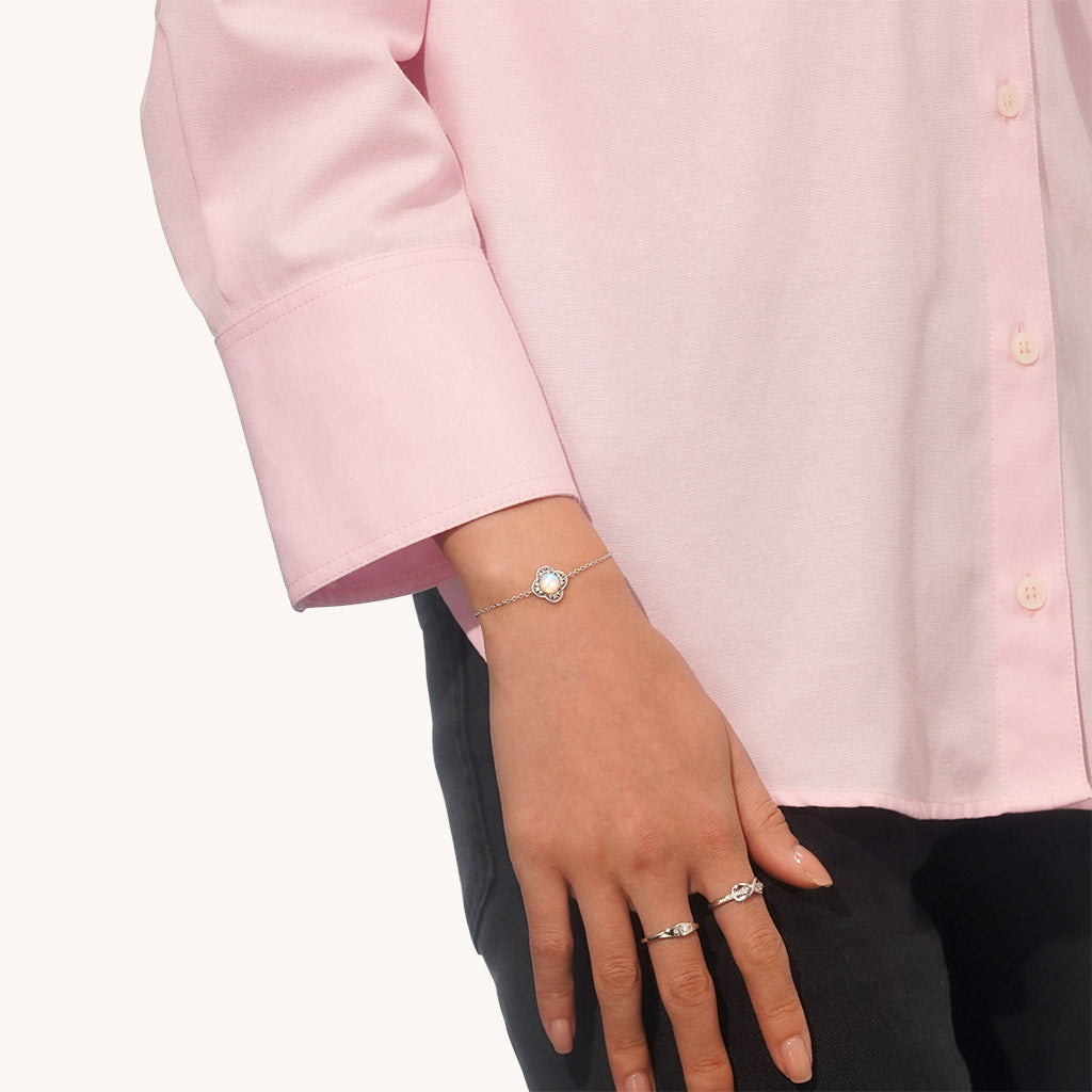 Gnoce Four Leaf Clover Moonstone Bracelet_3