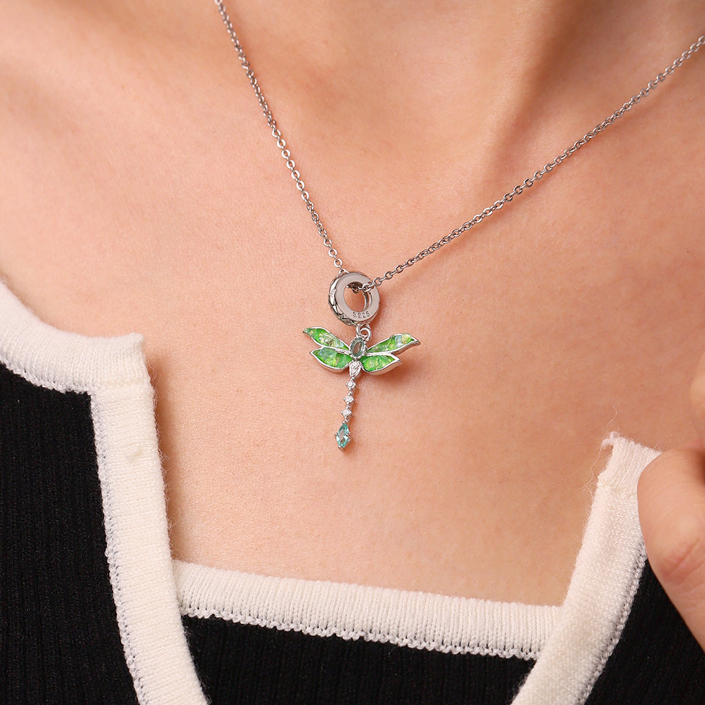 Gnoce Green Dragonfly Pendant Dangle Charm_5