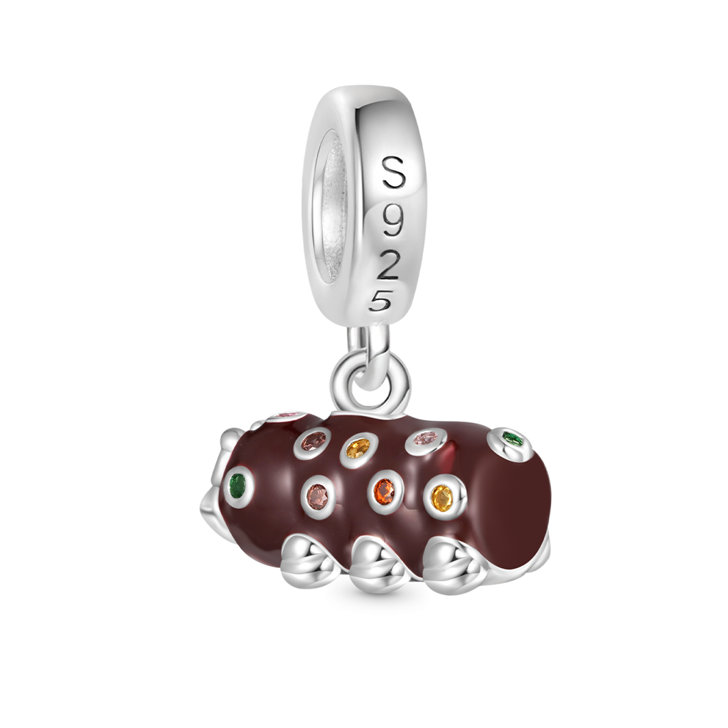 Gnoce Caterpillar Chocolate Swiss Roll Cake Pendant Dangle Charm_2