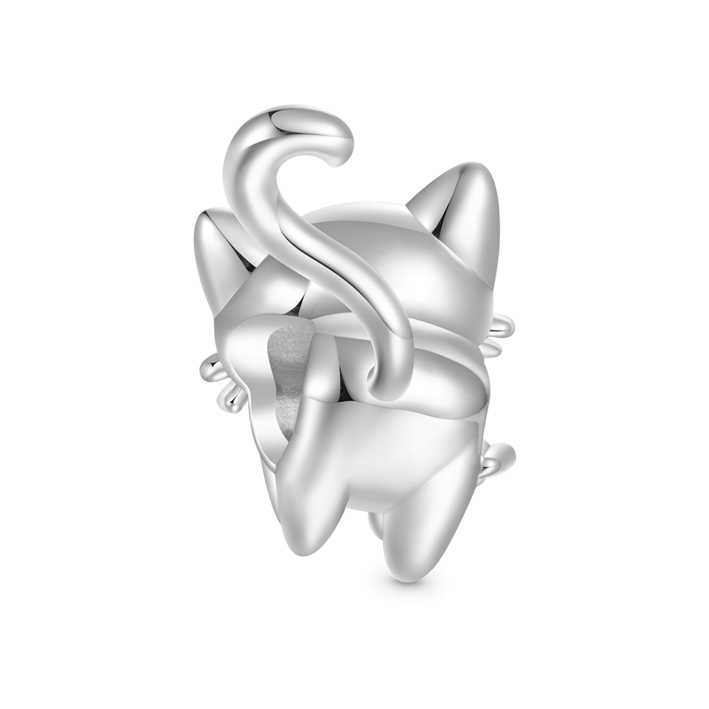 Gnoce White Cat Heart Tail Birthstone Charm_2