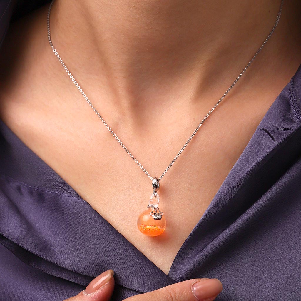 Gnoce Orange Glitter Engravable Paw Print Quicksand Pendant Dangle Charm_6