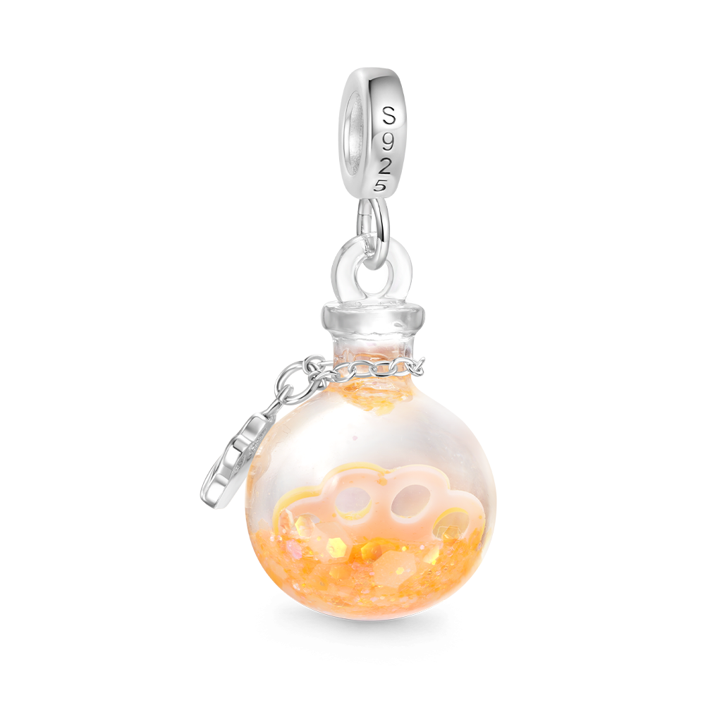 Gnoce Orange Glitter Engravable Paw Print Quicksand Pendant Dangle Charm_3