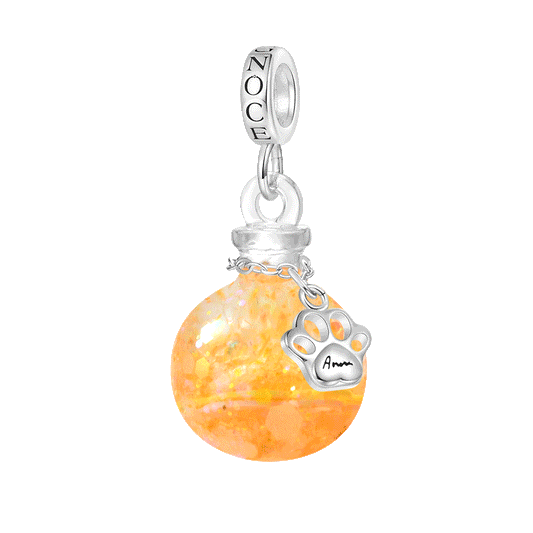 Gnoce Orange Glitter Engravable Paw Print Quicksand Pendant Dangle Charm_1