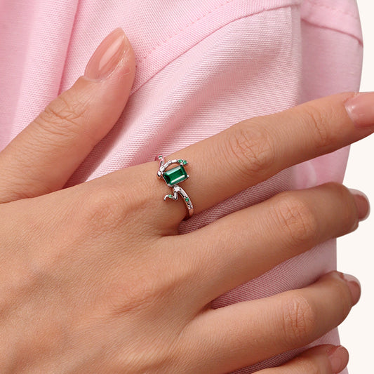 Gnoce Zodiac Snake Green Spinel Promise Rings_5