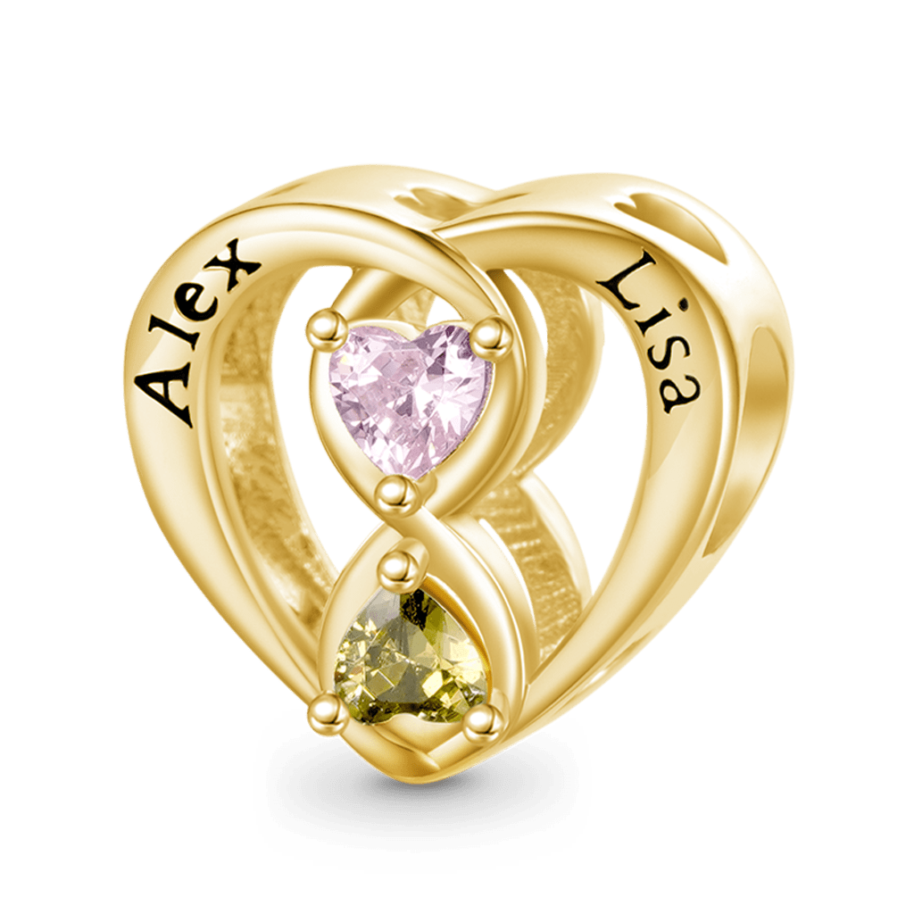 Gnoce 18k Gold Plated Infinite Love Couple Engravable Charm_3