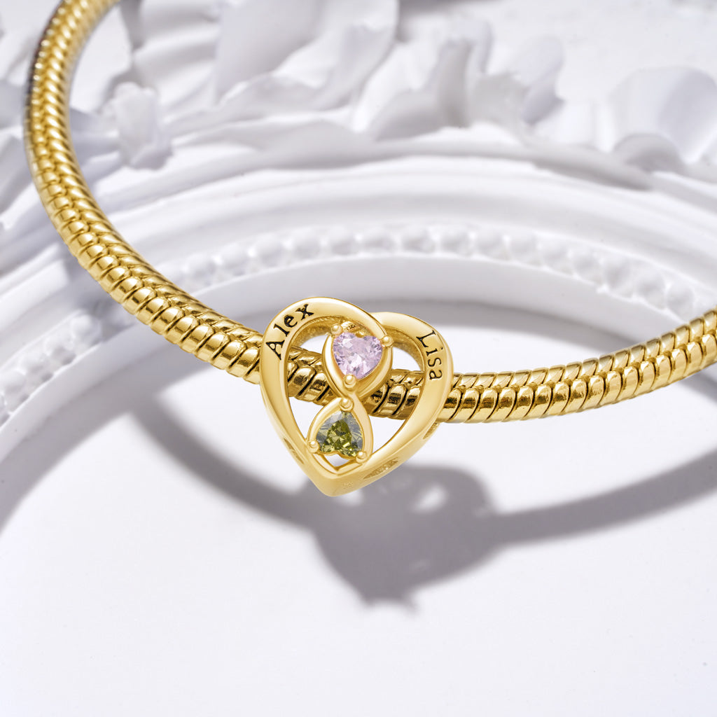 Gnoce 18k Gold Plated Infinite Love Couple Engravable Charm_4