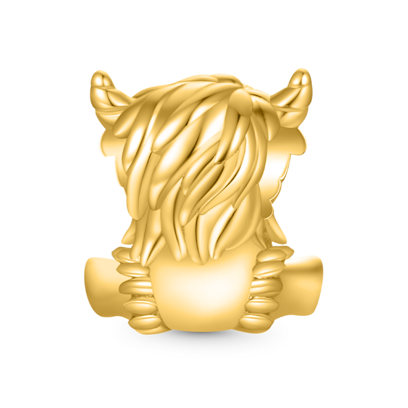 Gnoce 18K Gold Plated Scottish Highland Cow Charm_2