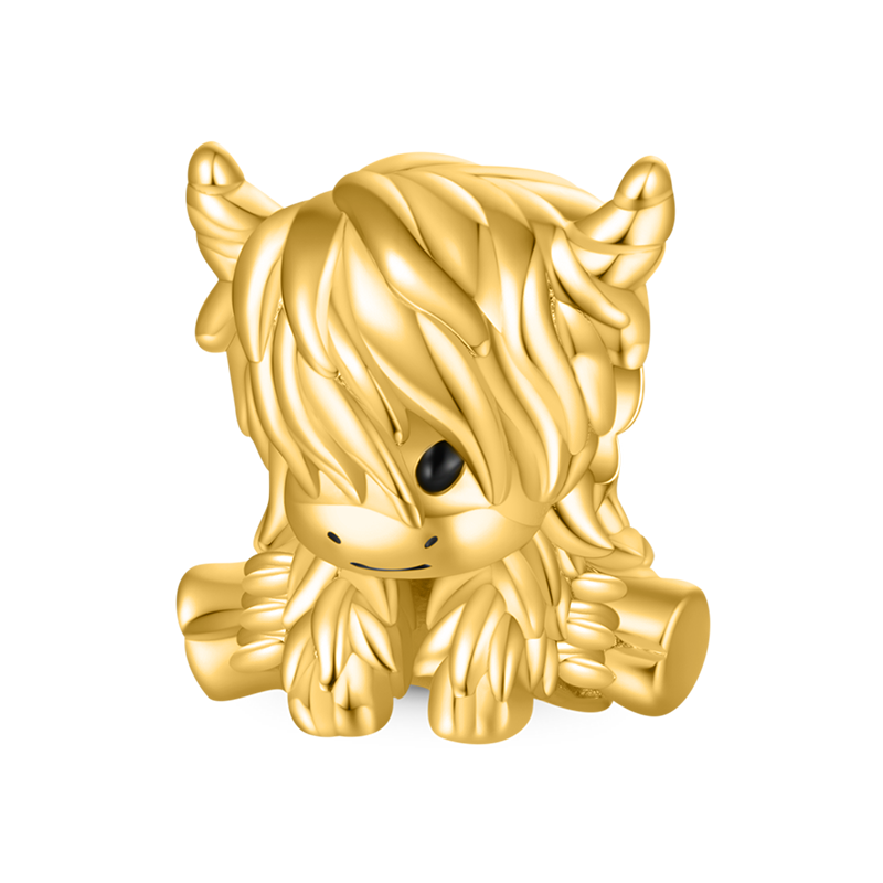 Gnoce 18K Gold Plated Scottish Highland Cow Charm_1